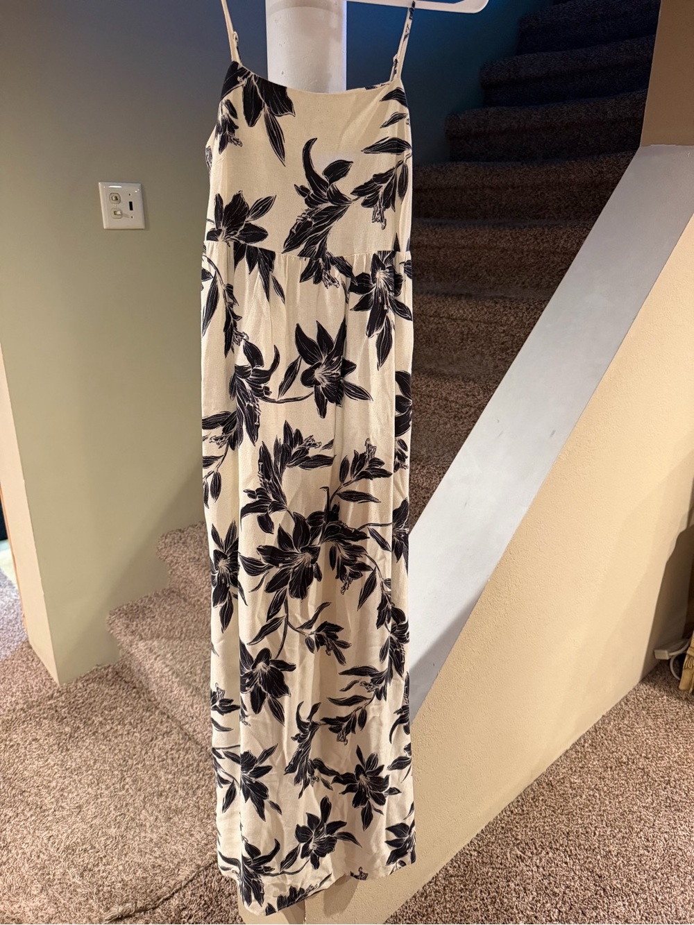 Monteau Black Floral Print Maxi Dress on Cream